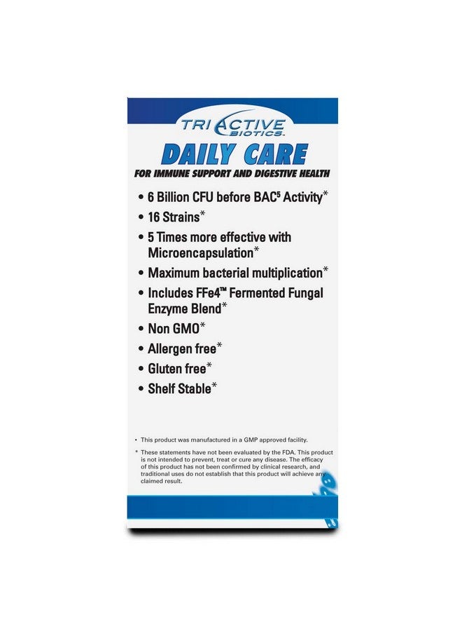 إسينشال سورس Essential Source TriActive Biotics Daily Care - مزيج من البروبيوتيك والبريبايوتيك مع 6 مليار وحدة تشكيل مستعمرة - مكمل غذائي يحتوي على إنزيمات هضمية للرجال والنساء - يساعد في دعم صحة الأمعاء والدفاع المناعي - 30 كبسولة - Image 4