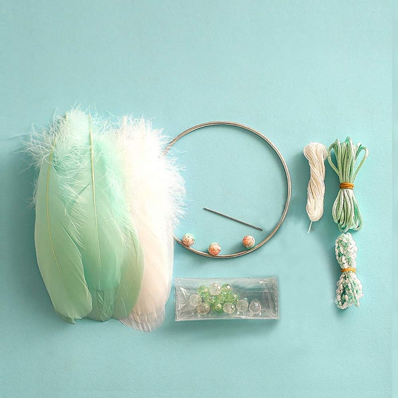 FANDOL DIY Dream Catcher Making Kit, Macrame Dream Catcher Craft Supplies for Kids Bedroom Wall Decor Nursery Baby Room Hanging Wedding Ornaments Party Handmade Gift (Green) - Image 2