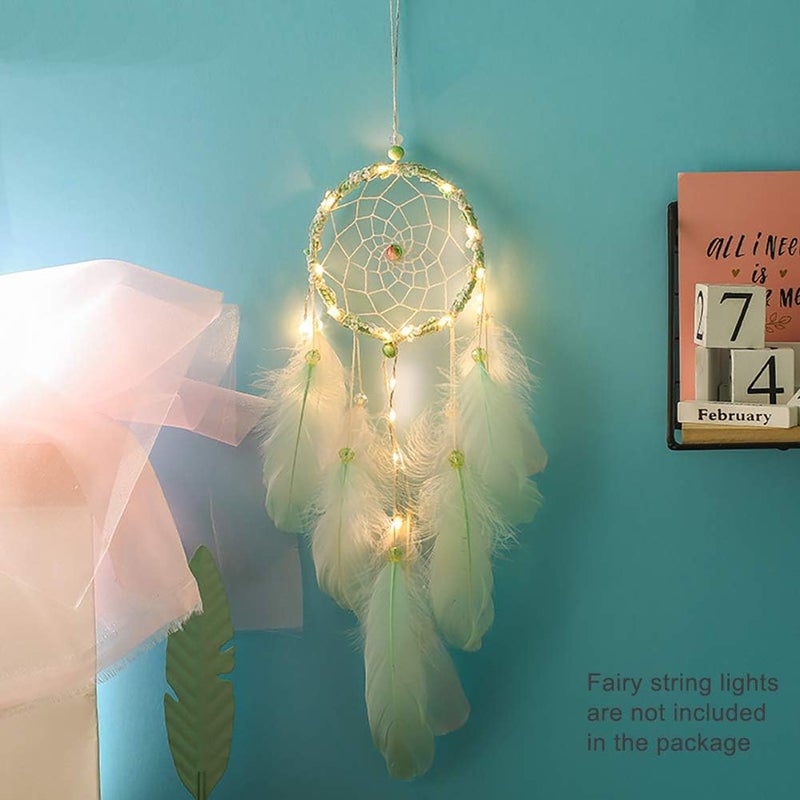 FANDOL DIY Dream Catcher Making Kit, Macrame Dream Catcher Craft Supplies for Kids Bedroom Wall Decor Nursery Baby Room Hanging Wedding Ornaments Party Handmade Gift (Green) - Image 4