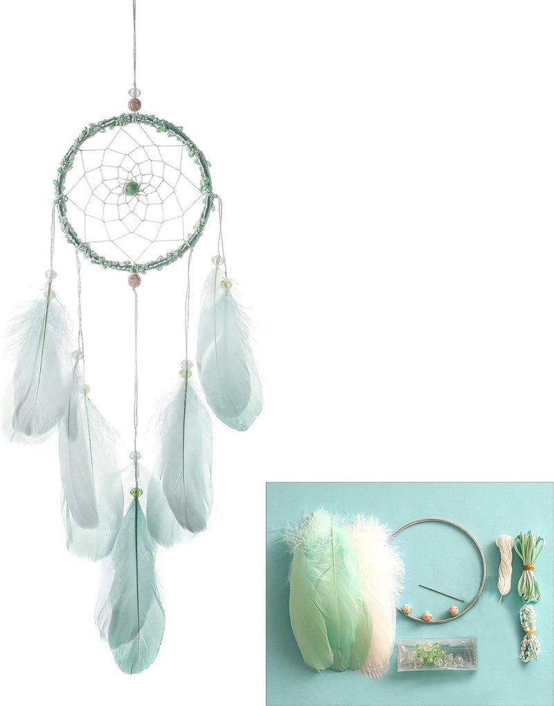 FANDOL DIY Dream Catcher Making Kit, Macrame Dream Catcher Craft Supplies for Kids Bedroom Wall Decor Nursery Baby Room Hanging Wedding Ornaments Party Handmade Gift (Green) - Image 1