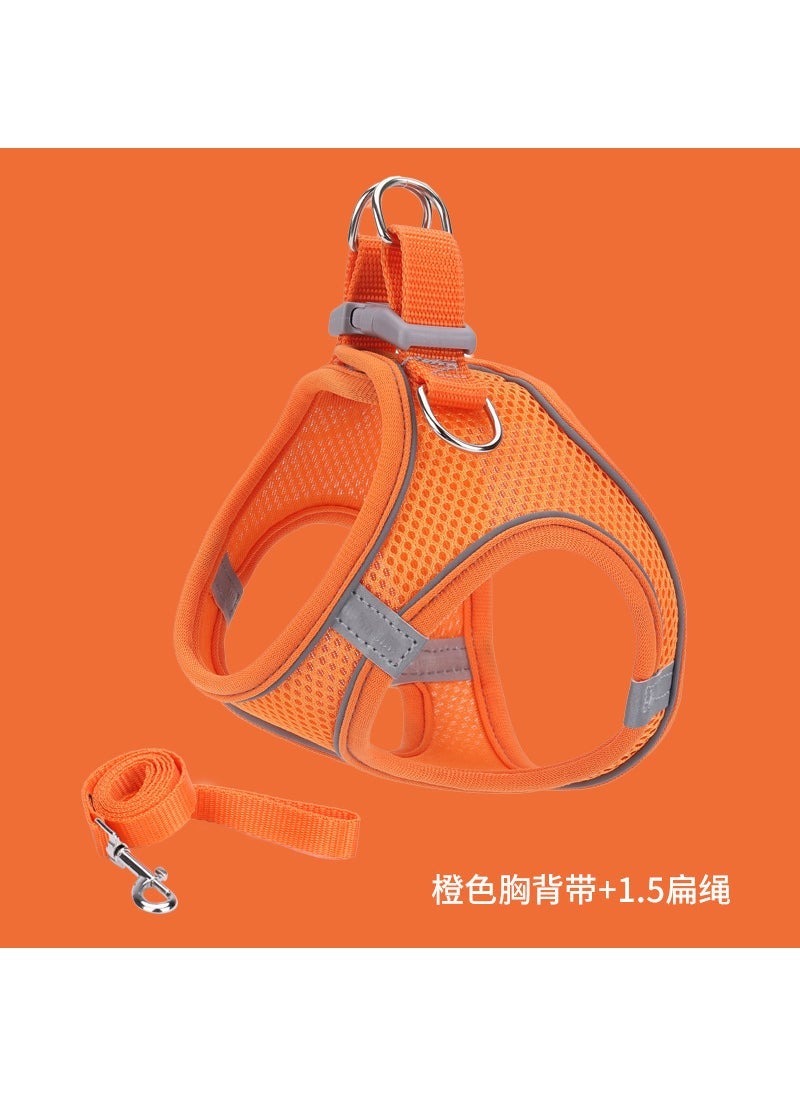 Generic Reflective Pet Harness Leash Set Orange 