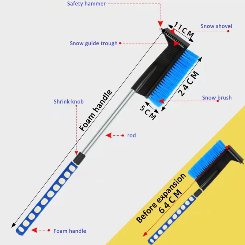 Snow Scraper for Car Snow Shovel for Car Aluminum Alloy Extendable Snow Brush with Safety Hammer-no Damage to Car Paint and Glass - Image 4