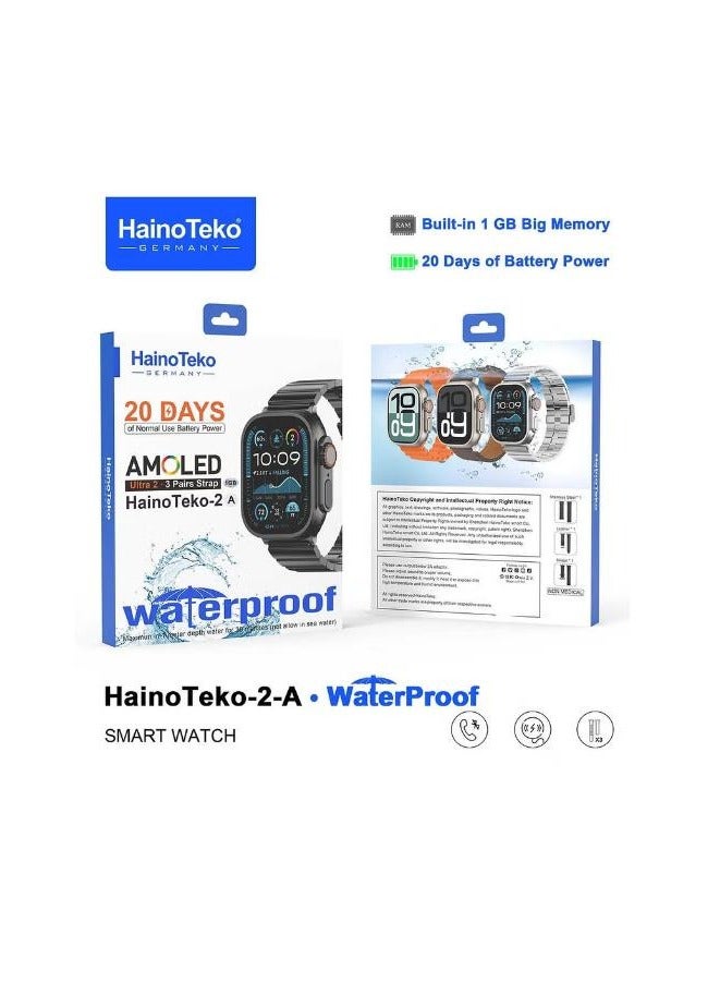Haino Teko 2 A Smartwatch With Waterproof Full Screen AMOLED Display 20 Days Battery Life and 3 Pair Straps Designed For Ladies and Gents - Image 1