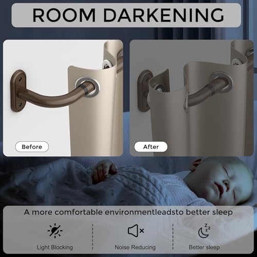 JRZOO Wrap Around Curtain Rods Bronze Blackout Heavy Duty Curtain Pole for Windows 48 to 84 Inch 1 Decorative Room Darkening Curved Modern Drapery Rod BronzeUnique DesignAll Metal - Image 3