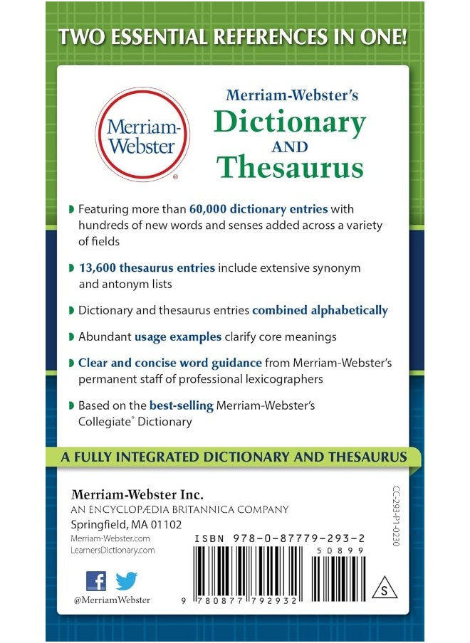 Merriam-Webster’s Dictionary and Thesaurus (Revised and Updated) - pzsku/Z812C5094DE4A1B5FBB5AZ/45/_/1727204702/aae77428-d285-4015-9238-b2116363e460