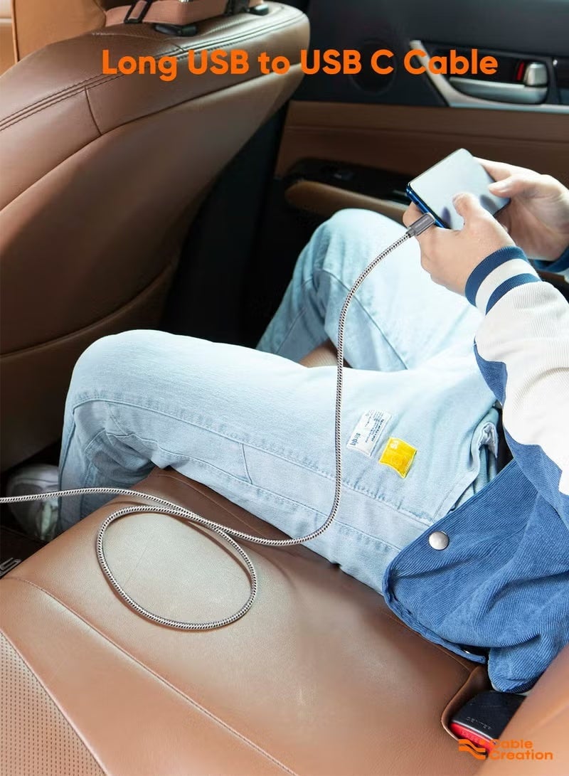 كابل كرييشن كابل USB C بطول 1.2 متر، كابل USB قصير إلى USB C، كابل شحن سريع 3 أمبير، كابل USB C مضفر ذكر إلى USB ذكر لبنك الطاقة، Galaxy S23، iPad Pro Mini، S22 S21 Z Flip، هواتف Android - Image 5