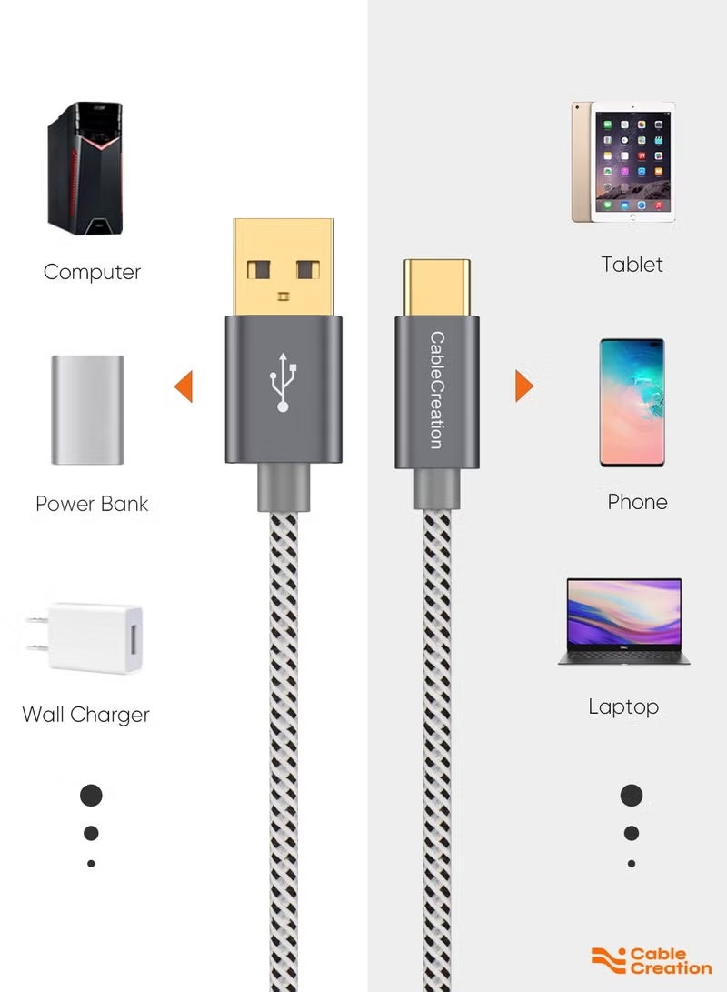 كابل كرييشن كابل USB C بطول 1.2 متر، كابل USB قصير إلى USB C، كابل شحن سريع 3 أمبير، كابل USB C مضفر ذكر إلى USB ذكر لبنك الطاقة، Galaxy S23، iPad Pro Mini، S22 S21 Z Flip، هواتف Android - Image 4