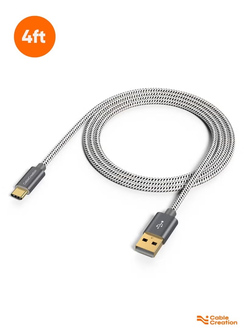 كابل كرييشن كابل USB C بطول 1.2 متر، كابل USB قصير إلى USB C، كابل شحن سريع 3 أمبير، كابل USB C مضفر ذكر إلى USB ذكر لبنك الطاقة، Galaxy S23، iPad Pro Mini، S22 S21 Z Flip، هواتف Android - Image 1