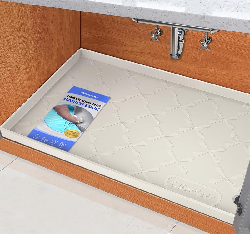 Sika deer SIKADEER 31" x 22" Under Sink Mat Waterproof, Silicone Mat Kitchen Drawer Shelf and Cabinet Liner, Sink Protector for Kitchen Organizers and Storage, Boot Tray Pet Food Mats - Image 1