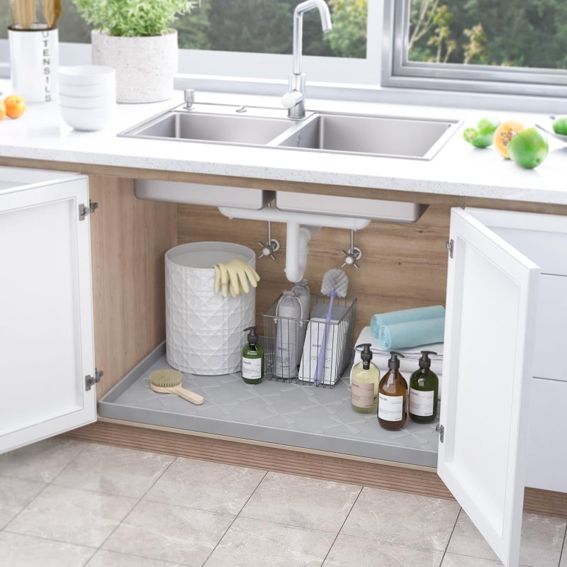 Sika deer SIKADEER 31" x 22" Under Sink Mat Waterproof, Silicone Mat Kitchen Drawer Shelf and Cabinet Liner, Sink Protector for Kitchen Organizers and Storage, Boot Tray Pet Food Mats - Image 2
