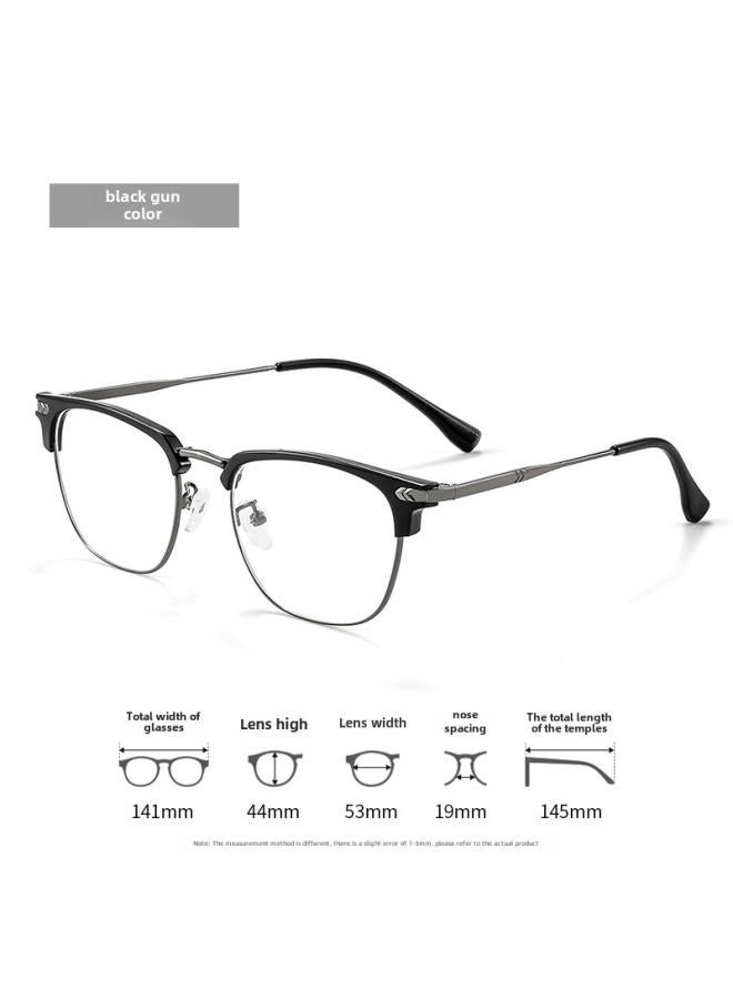 Generic Half-frame Glasses Men's Anti-blue Light Flat Light Danyang Glasses Frame Glasses Eyebrow Glasses Frame Myopia Glasses Pure Titanium 2260 