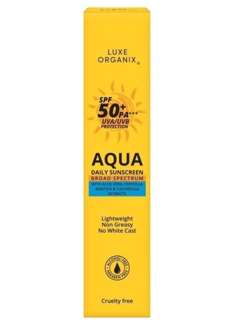 LUXE ORGANIX Aqua Daily Sunscreen SPF50+ PA*** UVA/UVB Protection 50ml  - Image 1