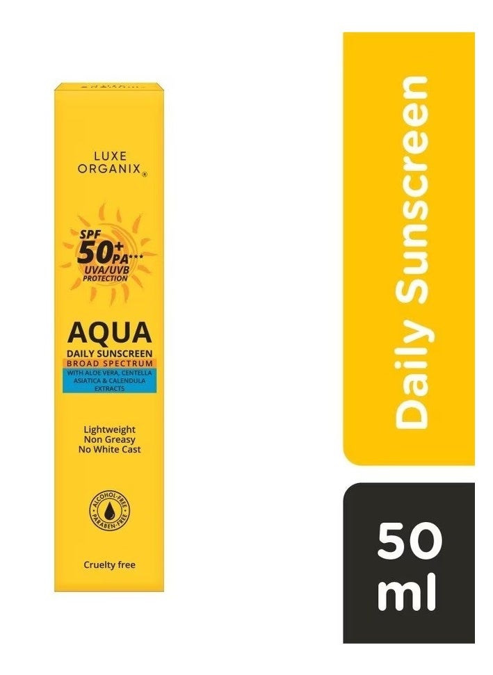LUXE ORGANIX Aqua Daily Sunscreen SPF50+ PA*** UVA/UVB Protection 50ml  - Image 2