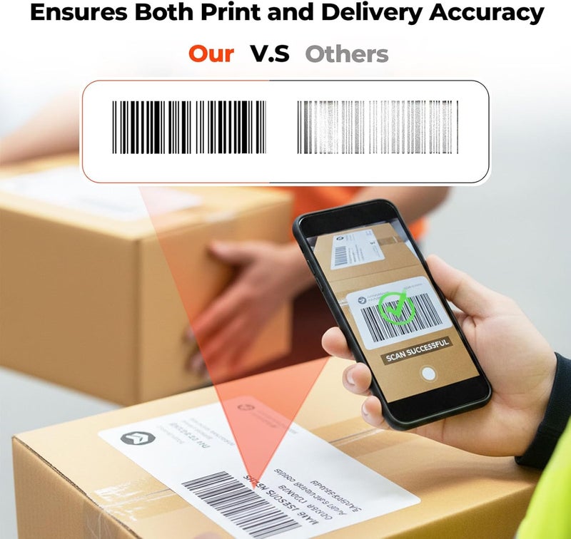 بايسوفيس طابعة ملصقات بلوتوث DHL، طابعة ملصقات شحن مقاس 4x6 | طابعة حرارية لملصقات Shopify وEtsy وUPS، متوافقة مع iOS وAndroid وWindows وMac، تدعم USB وا��بلوتوث - Image 3