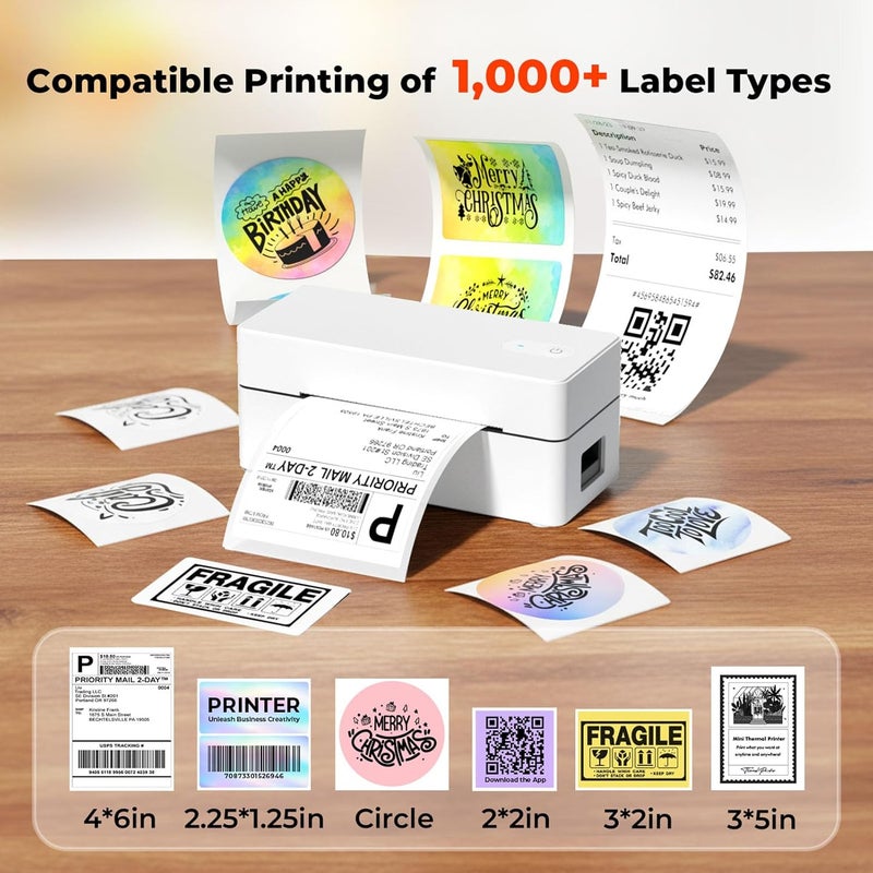 بايسوفيس طابعة ملصقات بلوتوث DHL، طابعة ملصقات شحن مقاس 4x6 | طابعة حرارية لملصقات Shopify وEtsy وUPS، متوافقة مع iOS وAndroid وWindows وMac، تدعم USB وا��بلوتوث - Image 5
