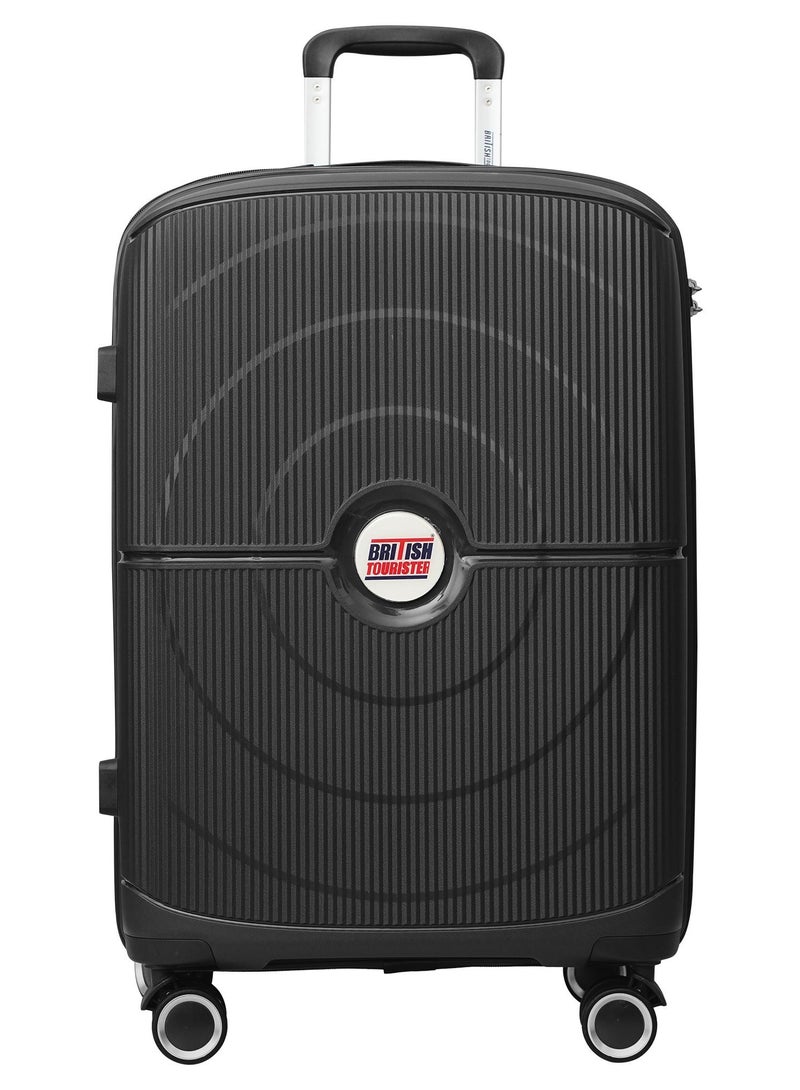 السياحية البريطانية عربة أمتعة متوسطة الحجم مصنوعة من مادة البولي بروبيلين مقاس 24 بوصة باللون الأسود - Image 1