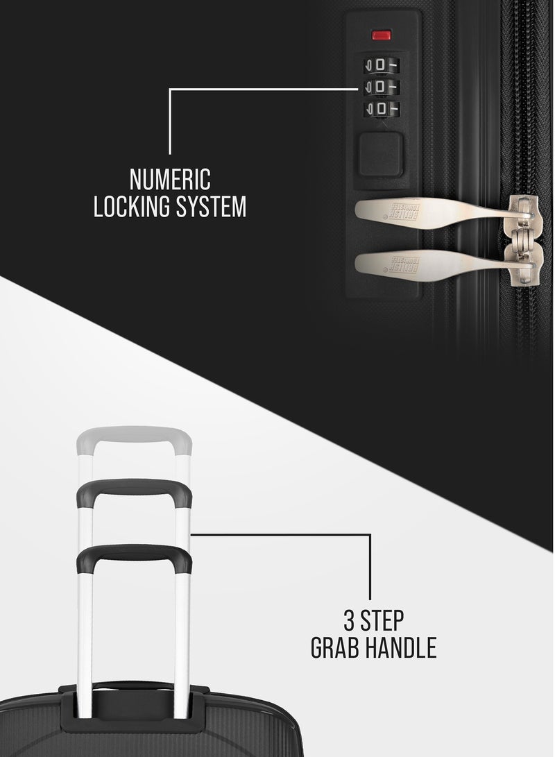 السياحية البريطانية عربة أمتعة متوسطة الحجم مصنوعة من مادة البولي بروبيلين مقاس 24 بوصة باللون الأسود - Image 3