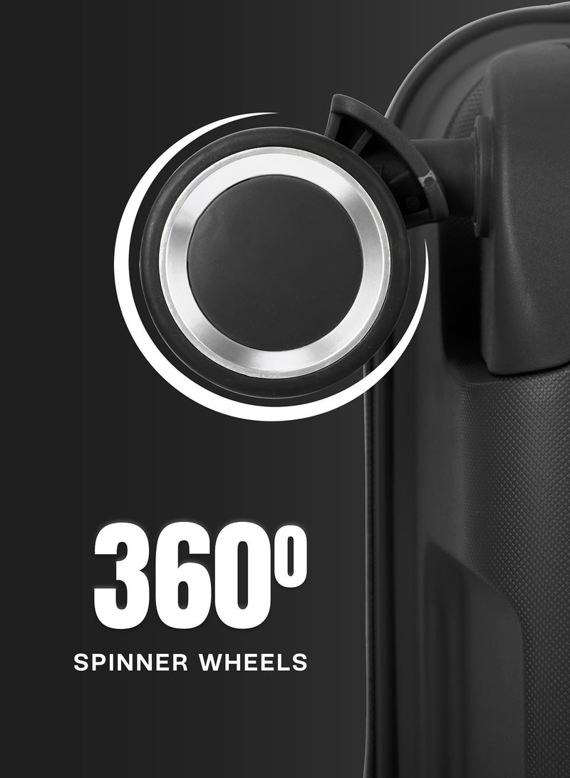 السياحية البريطانية عربة أمتعة متوسطة الحجم مصنوعة من مادة البولي بروبيلين مقاس 24 بوصة باللون الأسود - Image 4