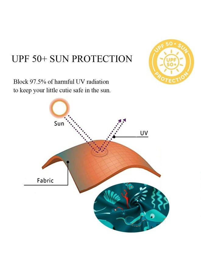 upandfast بدلة سباحة للأطفال الأولاد UPF 50+ حماية من الشمس، قميص حراسة للأطفال الأولاد، أساسيات الشاطئ للأطفال، بدلة استحمام للأطفال الأولاد (أخضر داكن، 6-9 أشهر) - Image 3