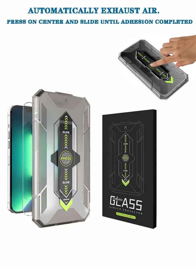 إيف [iPhone 14 Plus] واقي شاشة زجاجي مقسّى من عبوة واحدة مع إطار تثبيت سهل التطبيق لملاءمة مثالية ومقاومة للخدش وصديقة للحالة وصلابة السطح 9H وشفاف كريستالي عالي الدقة وحافة تقوية ، - Image 1