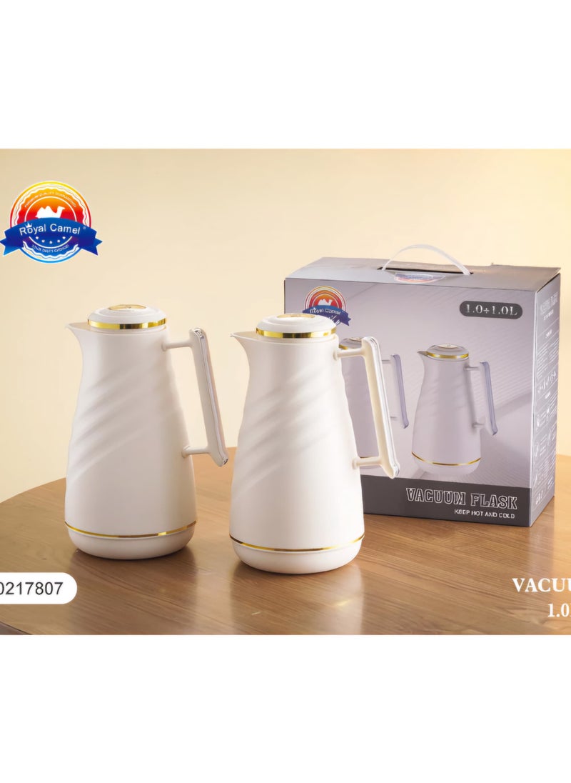 Royal Camel - Royal Camel 2 Piece Thermos Set 1L + 1L Beige+Golgen - Image 1