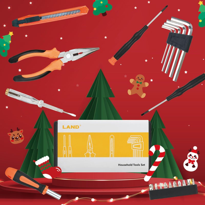 LAND 22-Piece Small Tool Kit with Toolbox - Essential Household Tool Set for Home Repair, DIY Projects, Garage & College Dorm, Includes Pliers, Screwdrivers & Portable Storage Case - Image 4