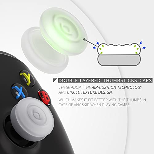 PlayVital Thumbs Cushion Caps Thumb Grips for ps5, for ps4, Thumbstick Grip Cover for Xbox Series X/S, Thumb Grip Caps for Xbox One, Elite Series 2, for Switch Pro Controller - Clear White - Image 3
