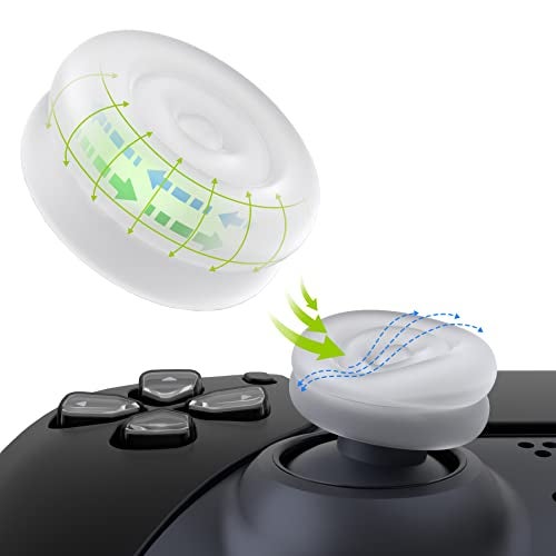 PlayVital Thumbs Cushion Caps Thumb Grips for ps5, for ps4, Thumbstick Grip Cover for Xbox Series X/S, Thumb Grip Caps for Xbox One, Elite Series 2, for Switch Pro Controller - Clear White - Image 1