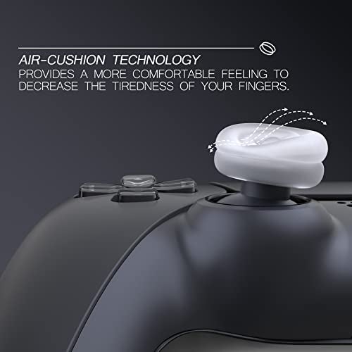 PlayVital Thumbs Cushion Caps Thumb Grips for ps5, for ps4, Thumbstick Grip Cover for Xbox Series X/S, Thumb Grip Caps for Xbox One, Elite Series 2, for Switch Pro Controller - Clear White - Image 2