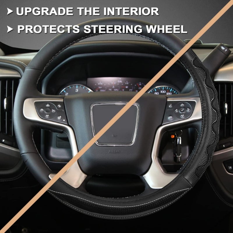 GIANT PANDA Steering Wheel Cover for GMC Sierra - Car Steering Wheel Cover for GMC Acadia Terrain Yukon - Black - Image 4