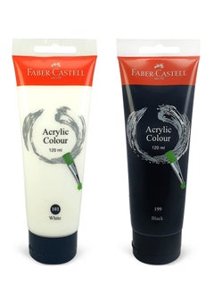 FABER-CASTELL 2-Piece Acrylic paint Tubes Black and White Colours  - Image 1