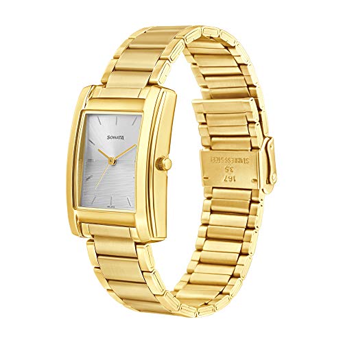 Sonata Quartz Analog White Dial Stainless Steel Strap Watch for Men-NS7953YM08W/NT7953YM08W - Image 2