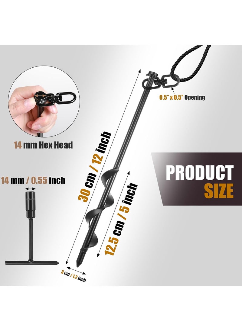 Reginary Reginary 6 Pcs Ground Anchors Screw in Tent Stakes Heavy Duty Trampoline Anchors High Wind for Camping Canopy Carport Sheds Beach Sand Stakes Metal Swing Set Black  - Image 2
