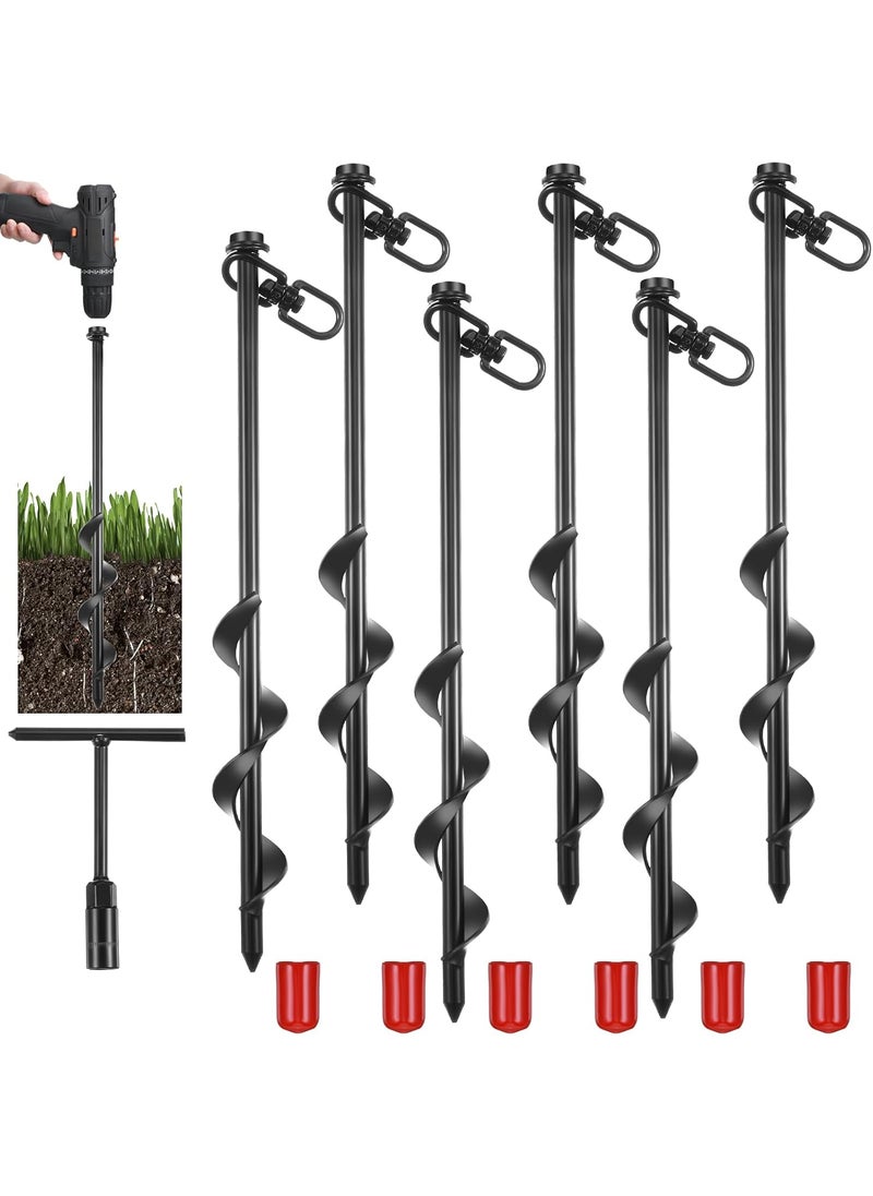 Reginary Reginary 6 Pcs Ground Anchors Screw in Tent Stakes Heavy Duty Trampoline Anchors High Wind for Camping Canopy Carport Sheds Beach Sand Stakes Metal Swing Set Black  - Image 1