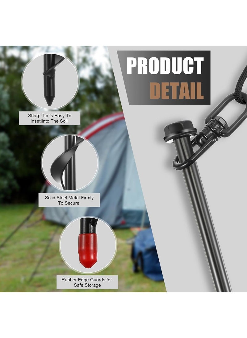 Reginary Reginary 6 Pcs Ground Anchors Screw in Tent Stakes Heavy Duty Trampoline Anchors High Wind for Camping Canopy Carport Sheds Beach Sand Stakes Metal Swing Set Black  - Image 4