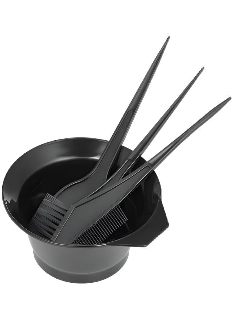 Hair Dye Kit - Complete 4-Piece Set with Mixing Bowl, Tint Comb, and 3 Brushes for Salon and Home Colouring (Black) (set-4pcs) - Image 3