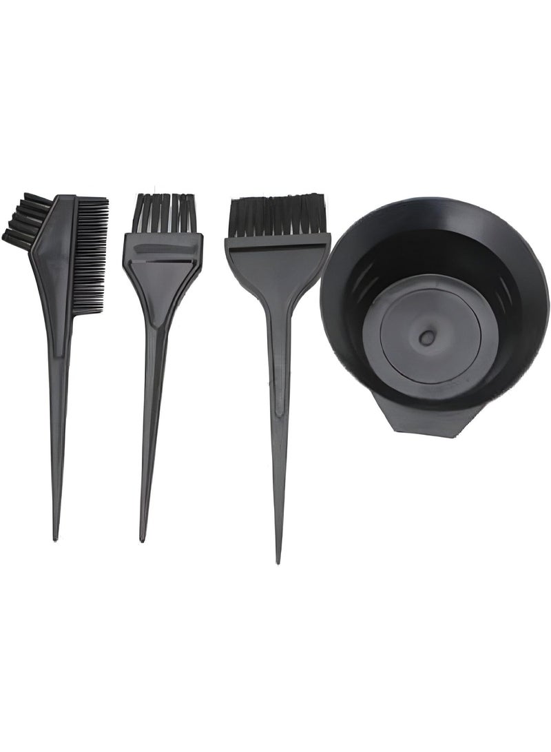 Hair Dye Kit - Complete 4-Piece Set with Mixing Bowl, Tint Comb, and 3 Brushes for Salon and Home Colouring (Black) (set-4pcs) - Image 2