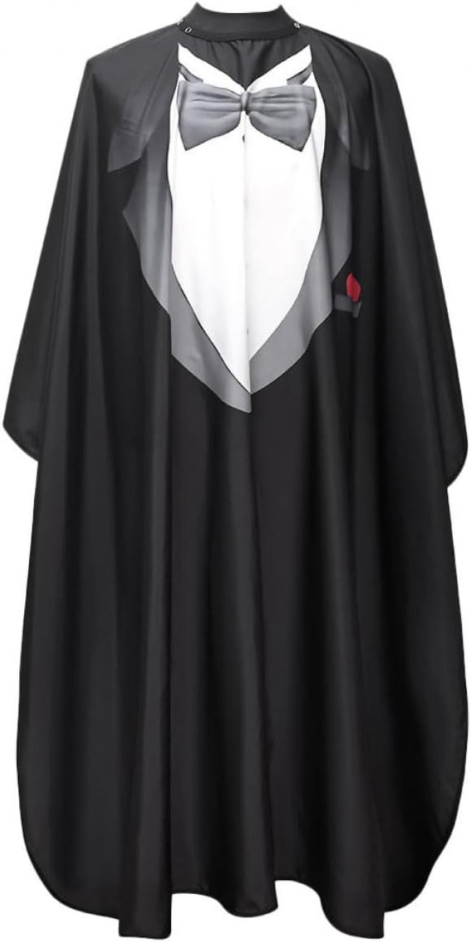 ULTECHNOVO Waterproof Hair Cutting Cape with Snap Closure Large Adult Barber Cape for Salon and Barbershop Use Realistic Tuxedo Design for Hairstylists and Makeup Application - Image 1