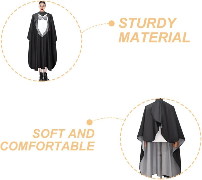 ULTECHNOVO Waterproof Hair Cutting Cape with Snap Closure Large Adult Barber Cape for Salon and Barbershop Use Realistic Tuxedo Design for Hairstylists and Makeup Application - Image 3