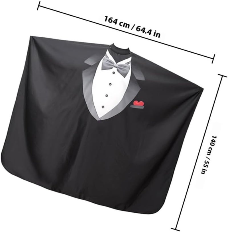 ULTECHNOVO Waterproof Hair Cutting Cape with Snap Closure Large Adult Barber Cape for Salon and Barbershop Use Realistic Tuxedo Design for Hairstylists and Makeup Application - Image 2
