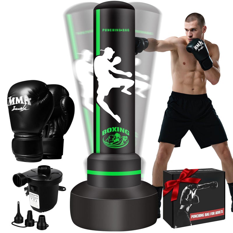 JUOIFIP Heavy Freestanding Punching Bag for Adults Teens 70 Standing Boxing Bag with Gloves and Pump Women Men Stand Kickboxing Bags for Boxing Training MMA Fitness Home Gym Martial Arts - Image 2
