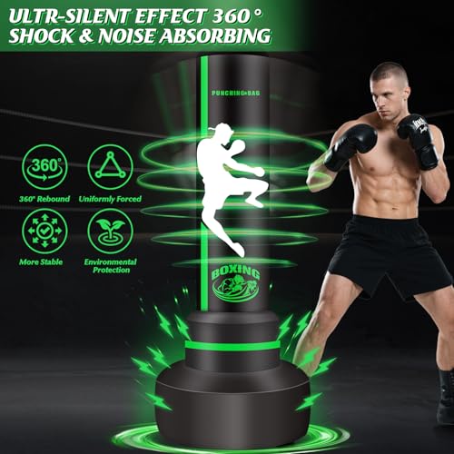 JUOIFIP Heavy Freestanding Punching Bag for Adults Teens 70 Standing Boxing Bag with Gloves and Pump Women Men Stand Kickboxing Bags for Boxing Training MMA Fitness Home Gym Martial Arts - Image 3
