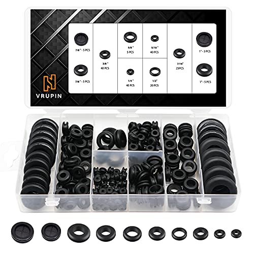 Vrupin 188 Pcs Rubber Grommets Kit - Rubber Washers for Wiring - 10 Different Sizes(1/4", 5/16", 3/8", 7/16", 1/2", 5/8", 7/8", 1" Inch) - Image 1