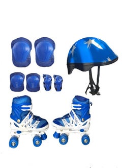 Skate Shoes Pair 4 Wheels Size (35-38) Box - white* Blue