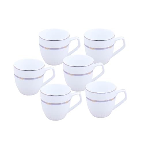 Peggy Oliver 200 ml Columbus Tea and Coffee Cup | Set of 6 | Fine Porcelain | Bone Ash Free | Multicolor | Ideal for Daily Use & Gifting - Image 1