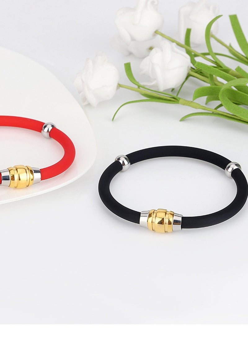 Excefore Anti-Static Bracelet, Silicone Wrist Straps Band, Fashion Anti-Static Products, Silicon Titanium, Magnetic Germanium Jewelry for Girls, Women, Men, Kids, and Teens  (Black Gold, 19CM)  - Image 5