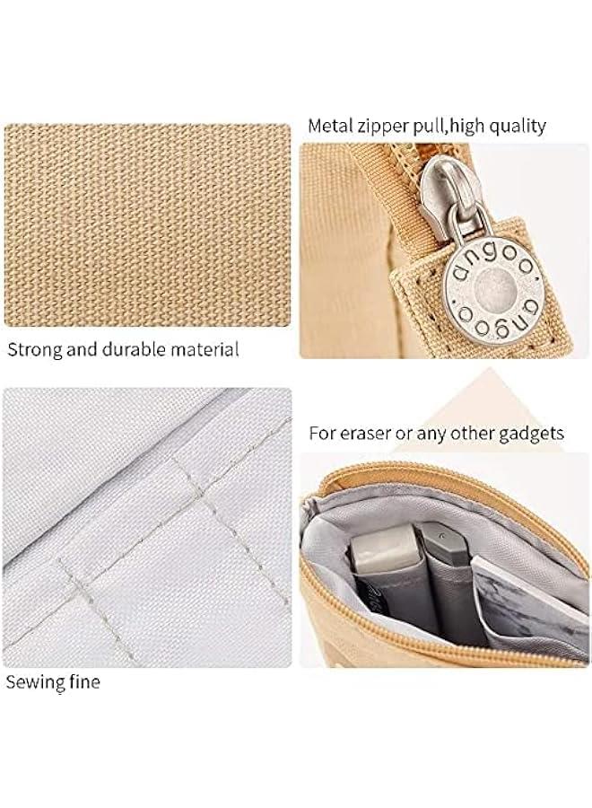 BWSJ Pencil Pouch Canvas Pen Bag Standing Statiry Case Holder Box, Cute Pencil Case Standing Telescopic Pen Holder College office Organizer for Student Brown - Image 4