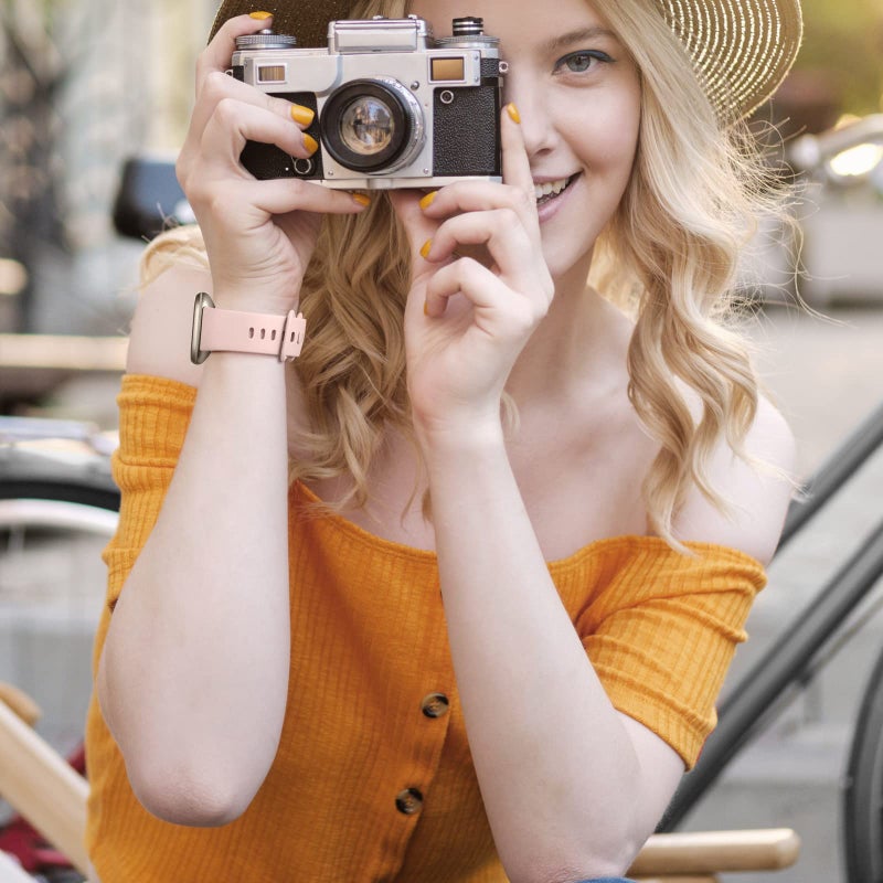 Dirrelo 4 Pack Band Compatible with Fitbit Versa 3 & Fitbit Sense Bands Women Men, Soft TPU Sport Watch Strap Replacement Sense Versa 3 Smartwatch Wristband Large, Black/Bluegrey/White/Sandpink - Image 4