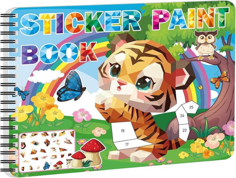 Kalysky Sticker Paint Books for Kids Ages 4-8,Animals Designs Paint by Stickers,Party Birthday Stickers for Kids Boys Girl - Image 1