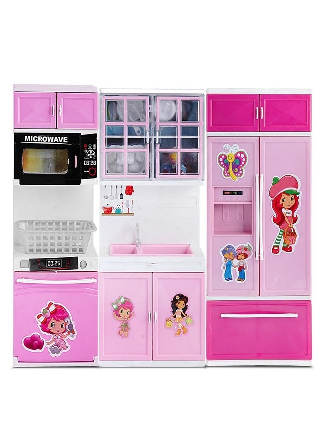 bluebell - Bluebell Diamond Star Kitchen Playset Toy with Realistic Cooking Action Toy - Large Size Pretend Play Toy Set Modular Kitchen Openable Doors (Diamond Kitchen Set) - Image 1